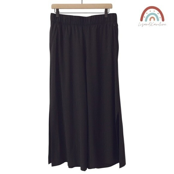 Soft Surroundings Go Lively Slit Hem Cropped Wide Leg High Waist Athletic Pants - Picture 2 of 12